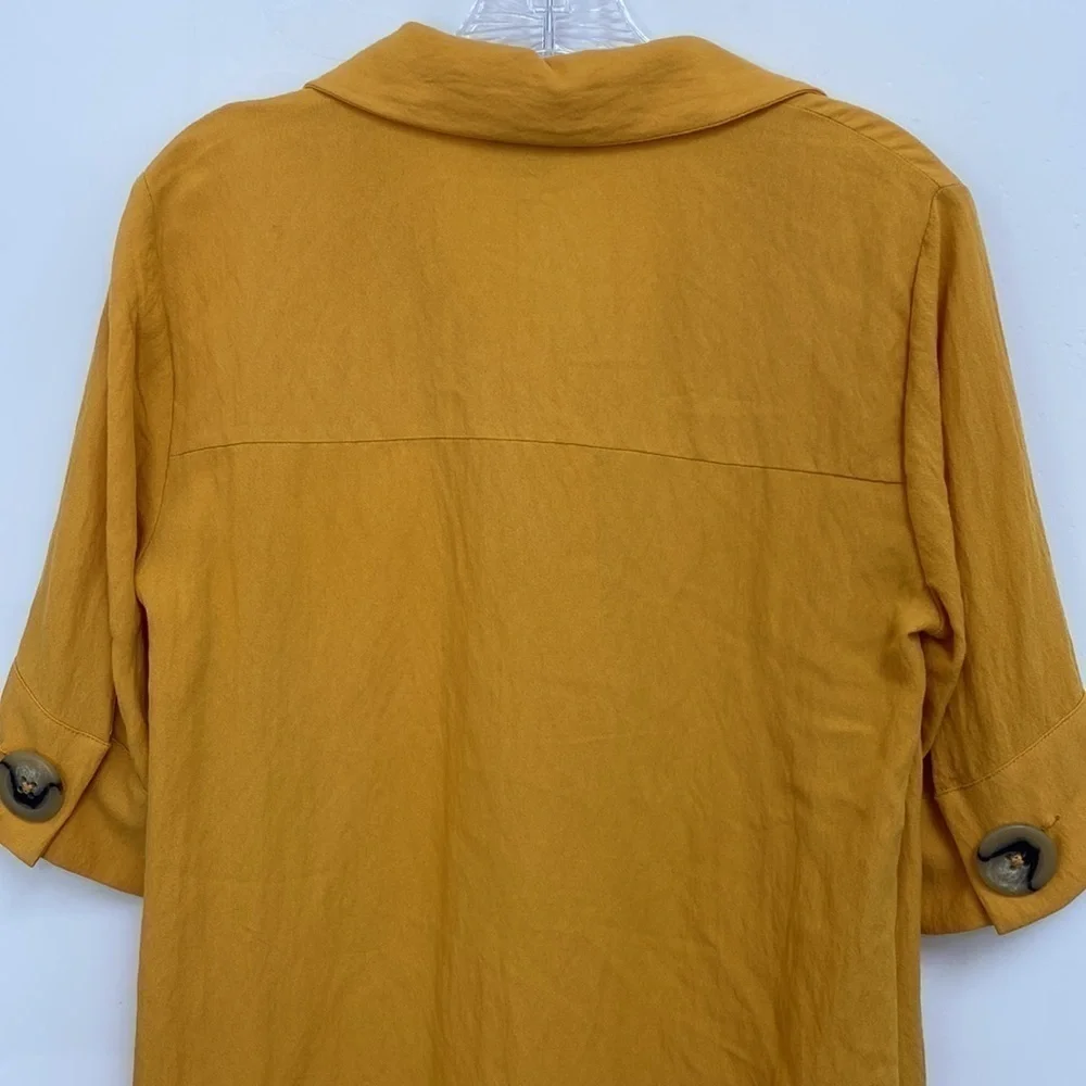 Lily Black Mustard Tunic Blouse Dress Oversized Buttons Women’s Size Small - Picture 9 of 13
